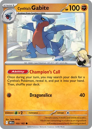 Cynthia's Gabite - 103/182 - Destined Rivals