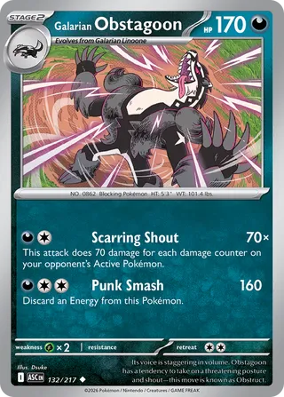 Galarian Obstagoon - 132/217 - Ascended Heroes