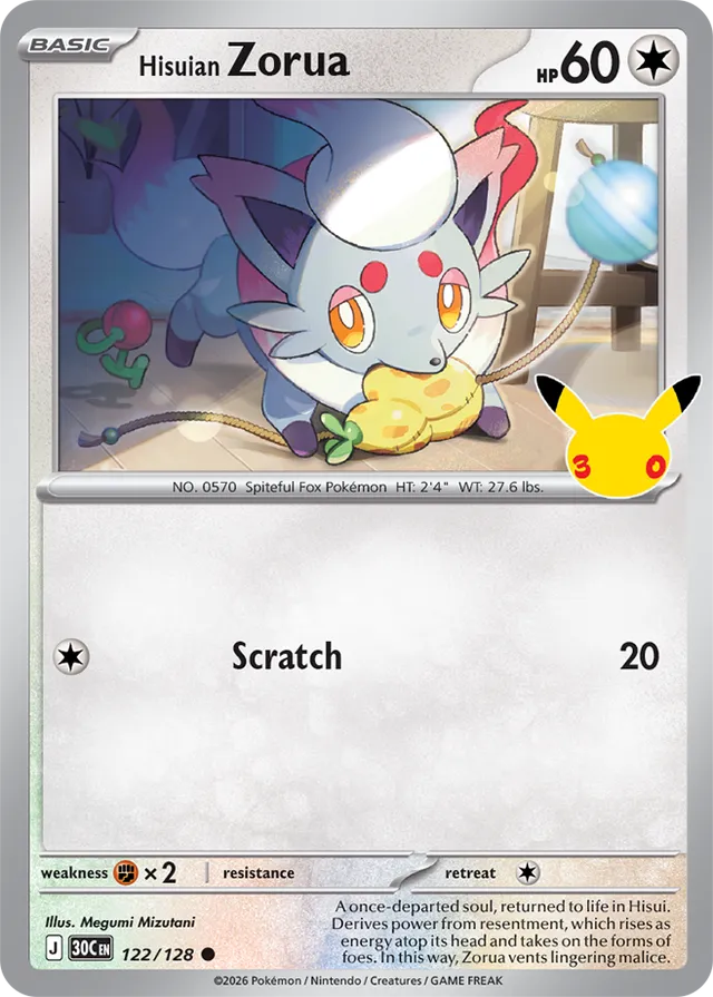 Hisuian Zorua 122/128 - Pokémon 30th Celebration
