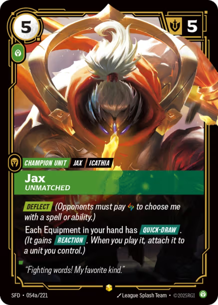 Jax, Unmatched - 054a/221 - R Calm - Alternate Art