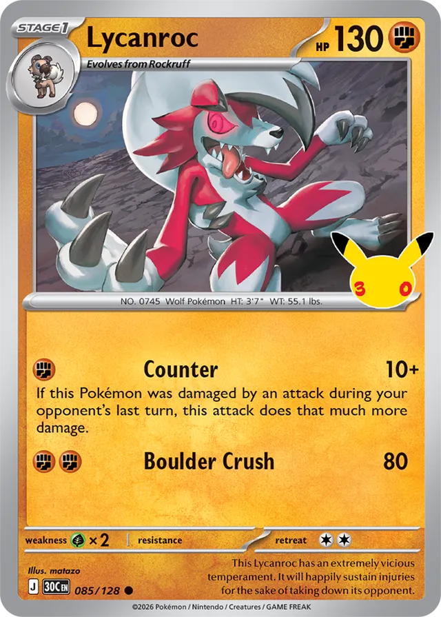 Lycanroc 085/128 - Pokémon 30th Celebration