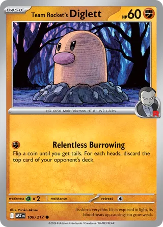 Team Rocket's Diglett - 100/217 - Ascended Heroes