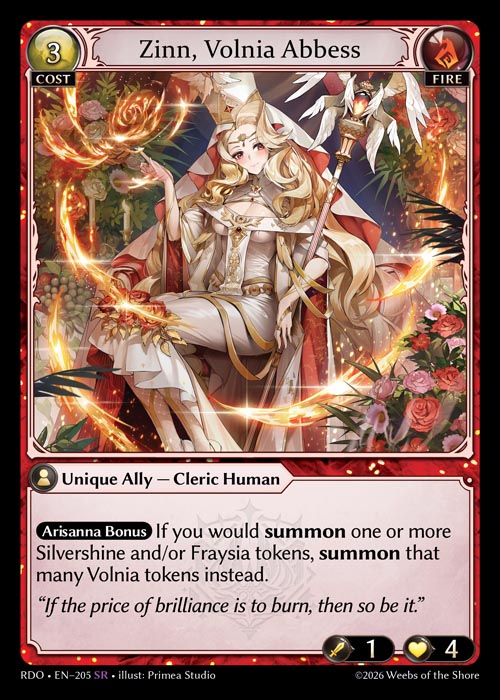 Zinn, Volnia Abbess - Radiant Origins - SR Fire