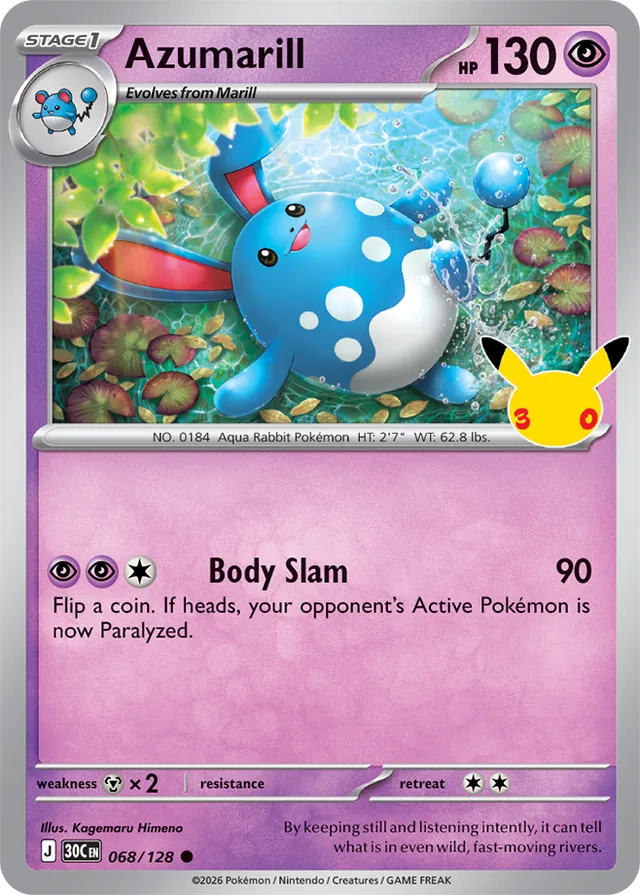 Azumarill 068/128 - Pokémon 30th Celebration 