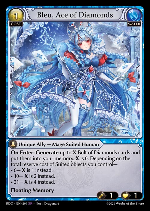Bleu, Ace of Diamonds - Radiant Origins - SR Water
