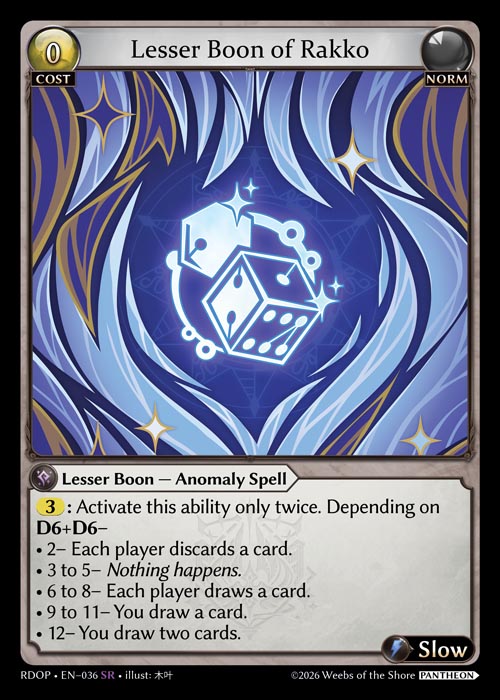 Lesser Boon of Rakko - Pantheon -  SR Norm