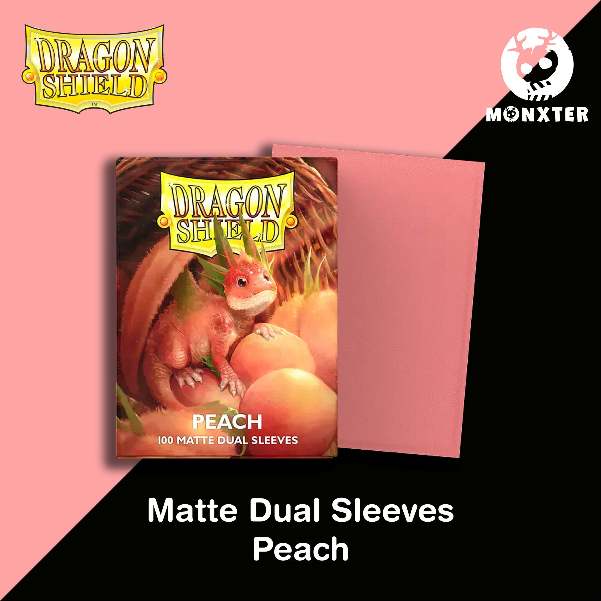pokemon card sleeves pink Dragon Shield Peach Matte Dual Sleeves – Desk Monxter