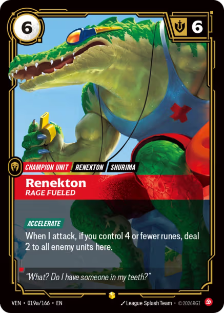 Renekton, Rage Fueled - 019/166 - R Fury - Alternative Art