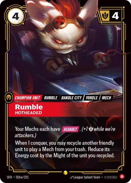 Rumble, Hotheaded - 026a/221 - R Fury - Alternate Art