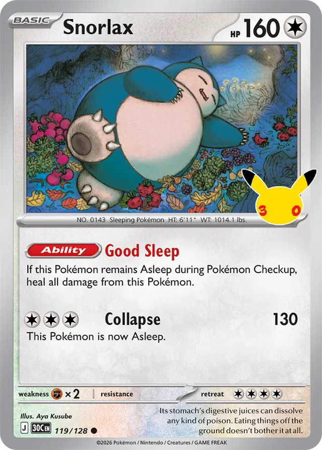 Snorlax 119/128 - Pokémon 30th Celebration