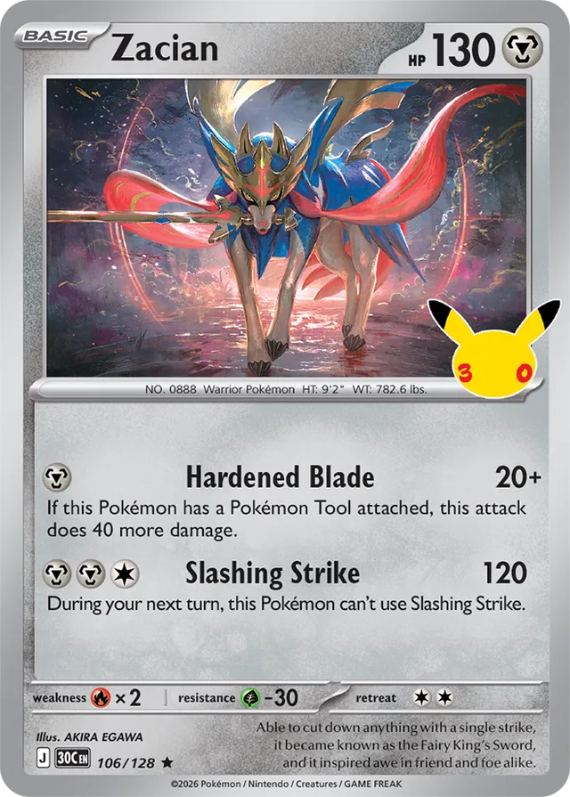 Zacian 106/128 - Pokémon 30th Celebration
