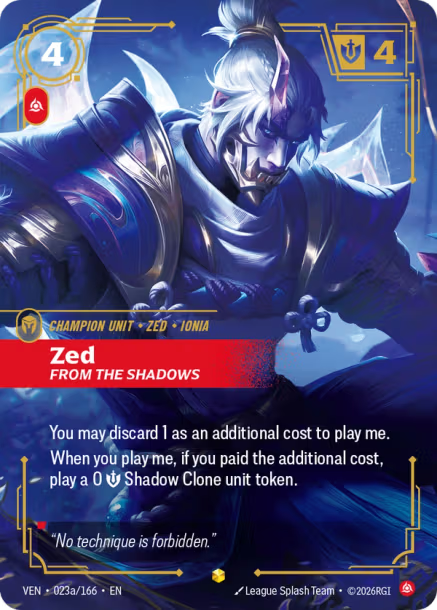 Zed, From the Shadows - 023a/166 - Epic Fury - Alternative Art