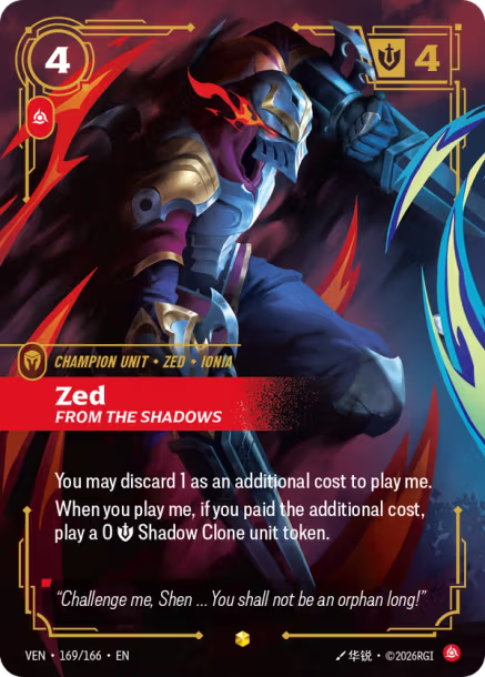 Zed, From the Shadows - 169/166 - Epic Fury - Over Number
