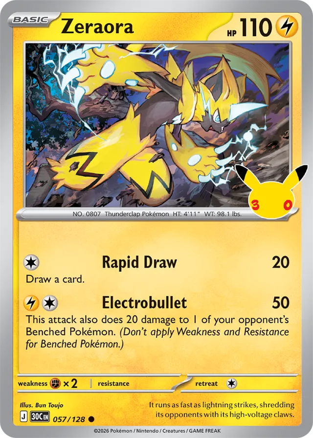 Zeraora 057/128 - Pokémon 30th Celebration 